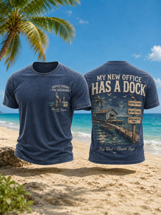 Men's MY NEW OFFICE HAS A DOCK Printed T-shirt