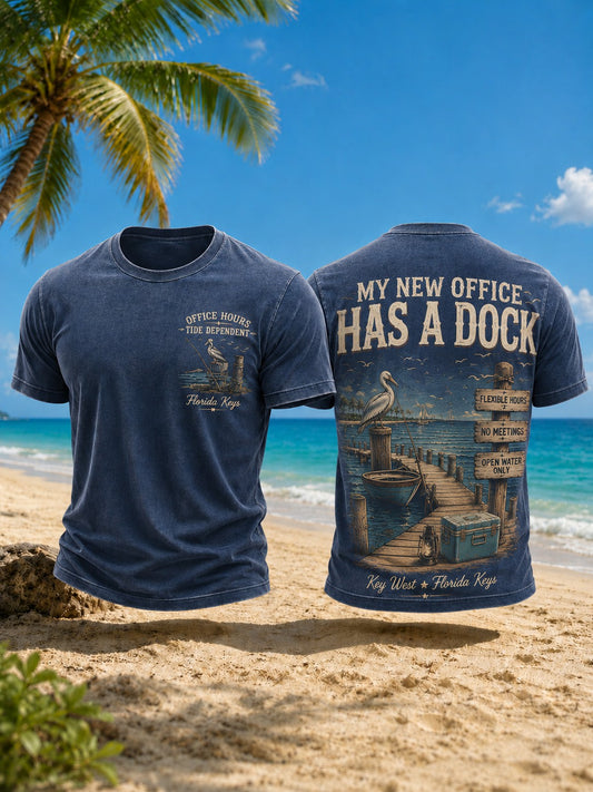 Men's MY NEW OFFICE HAS A DOCK Printed T-shirt