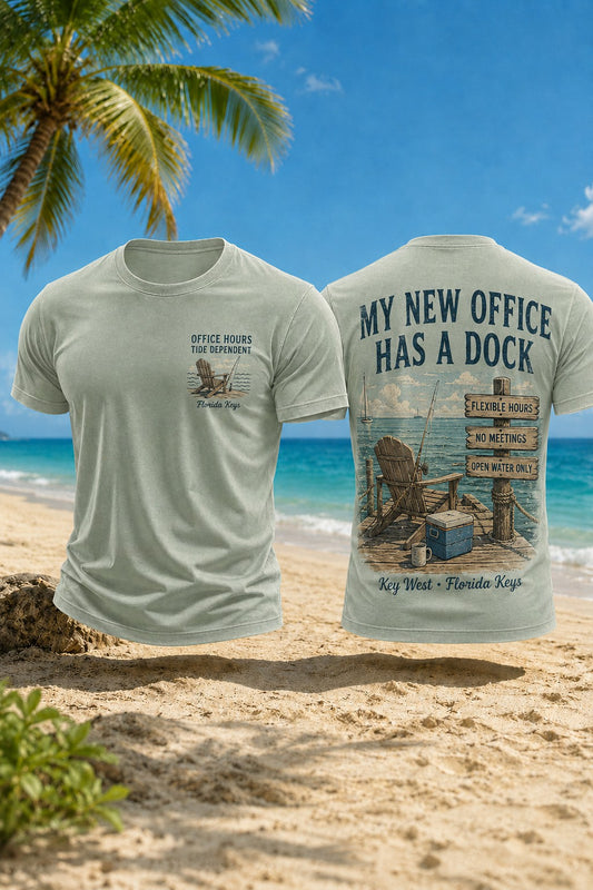 Men's MY NEW OFFICE HAS A DOCK Printed T-shirt