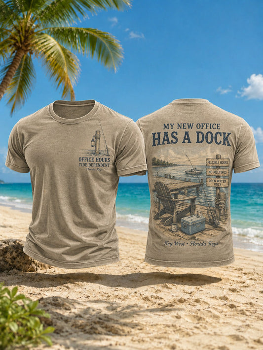 Men's MY NEW OFFICE HAS A DOCK Printed T-shirt