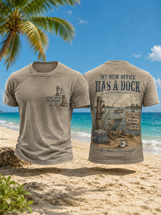Men's MY NEW OFFICE HAS A DOCK Printed T-shirt