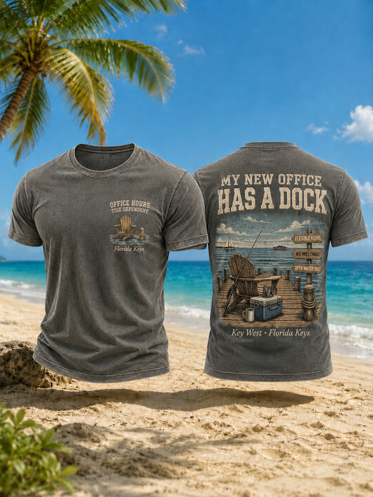 Men's MY NEW OFFICE HAS A DOCK Printed T-shirt
