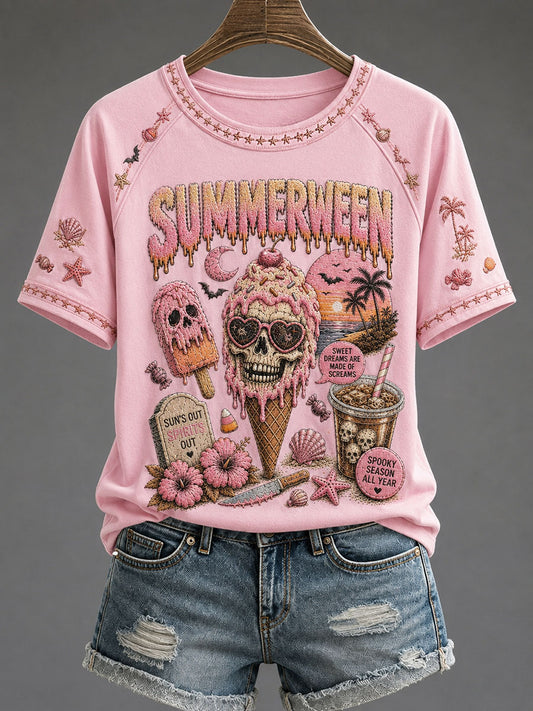 Women's Summerween Print Casual T-Shirt