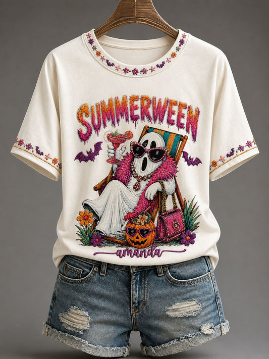 Women's Summerween Print Casual T-Shirt