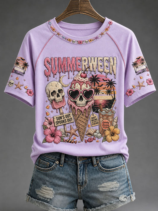 Women's Summerween Print Casual T-Shirt