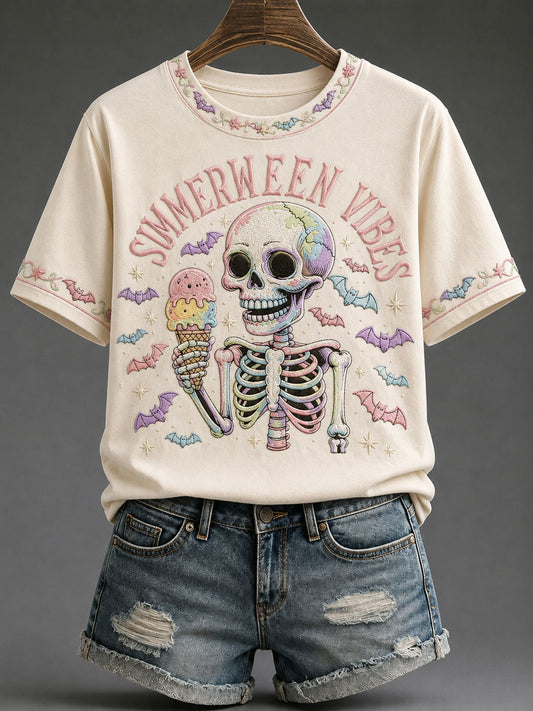 Women's Summerween Print Casual T-Shirt