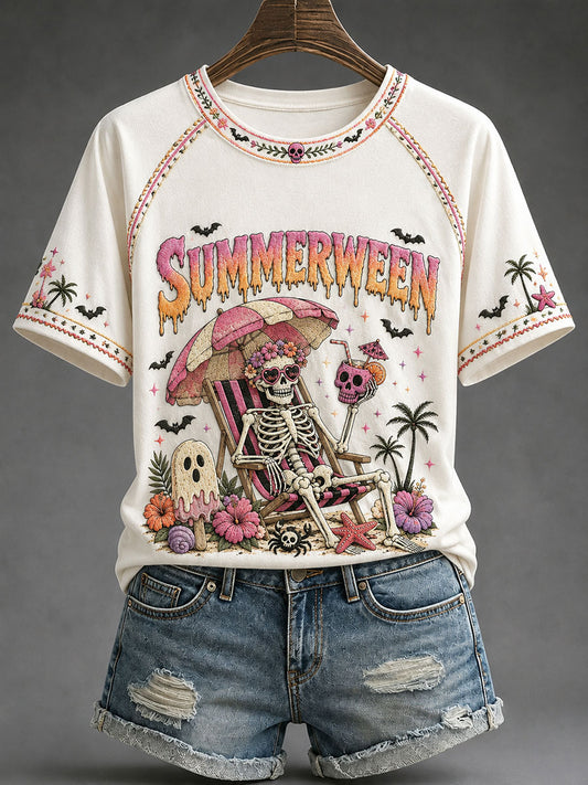 Women's Summerween Print Casual T-Shirt