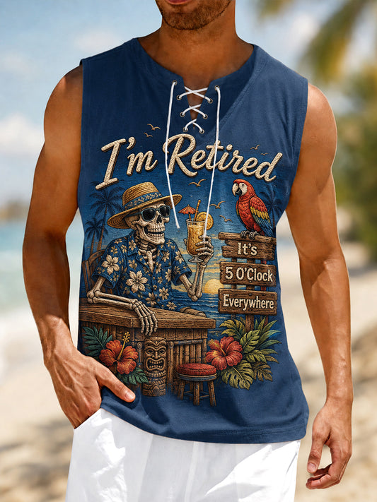 Men's I'm Retired It's 5 O'clock Everywhere Parrot Print Casual Tank Top