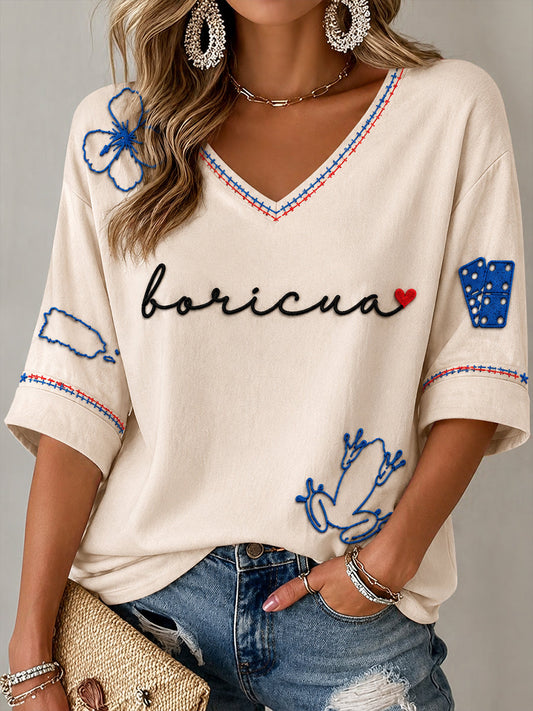 Women's Puerto Rico Art Printed T-Shirt