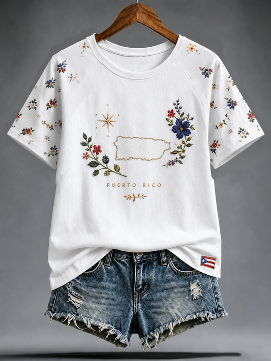 Women's Puerto Rico Printed round neck short sleeve T-shirt