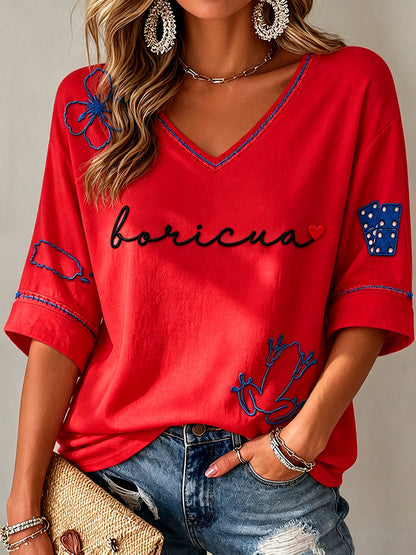 Women's Puerto Rico Art Printed T-Shirt