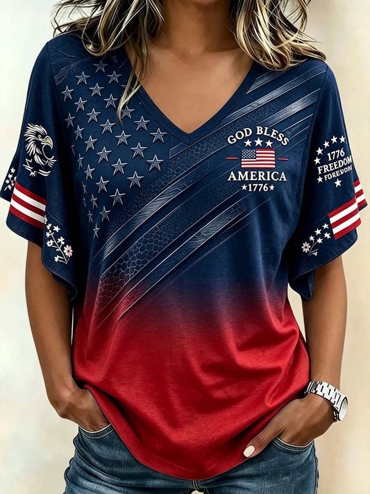 Women's God Bless America Hang Shot Short Sleeve T-Shirt