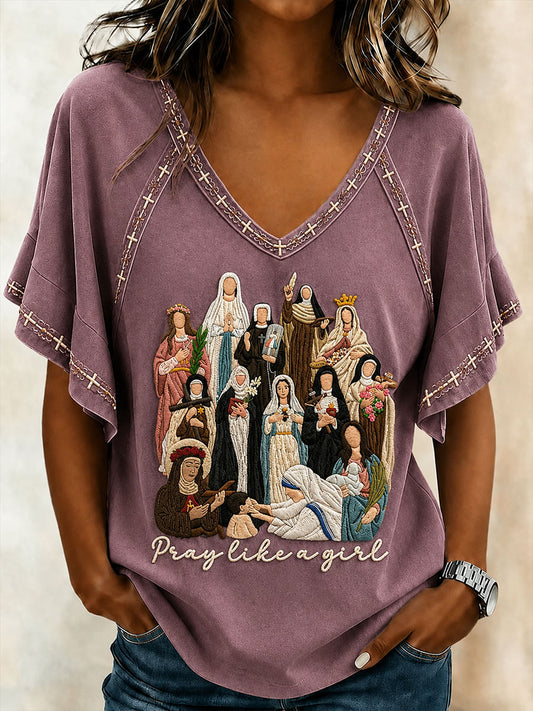 Women's Pray Like A Girl Hang Shot Short Sleeve T-Shirt