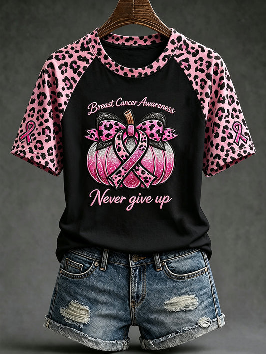 Women's breast cancer awareness main pattern printed casual short-sleeve T-shirt