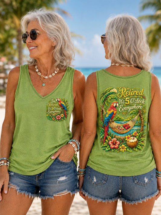 Women's I'm Retired It's 5 O'clock Everywhere Parrot Print Casual Vest