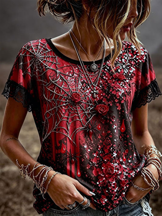 Women's Gothic Style Floral Cotton Linen Shirt