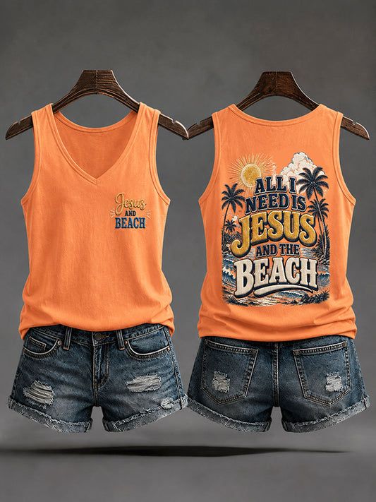 Women's "All I Need Is Jesus and the Beach" Vacation-Style Casual Vests