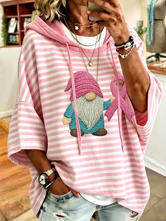 Women's Breast Cancer Awareness Pink Hat Gnome Hang Shot Short Sleeve T-Shirt