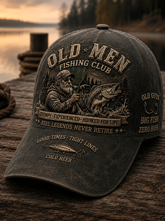 Unisex Funny Old Bastards Fishing Club Lifetime Member Print Hat