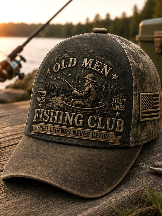 Men's Funny Old Bastards Fishing Club Lifetime Member Print Hat