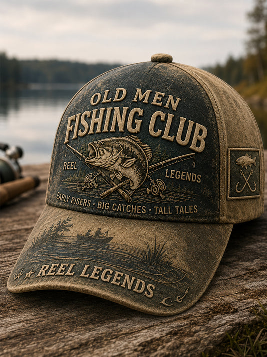 Unisex Funny Old Bastards Fishing Club Lifetime Member Print Hat