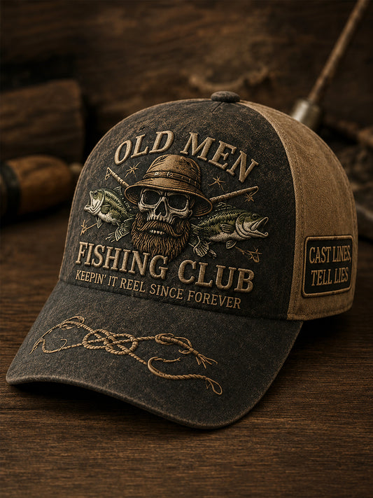 Men's Funny Old Bastards Fishing Club Lifetime Member Print Hat