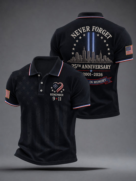 Men's 9/11 25th Anniversary We Will Never Forget Printed Shirt