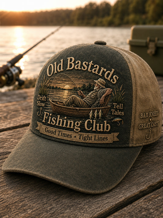 Unisex Funny Old Bastards Fishing Club Lifetime Member Print Hat