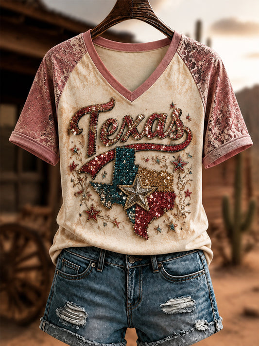 Retro Western Country Music Map Casual T-Shirt