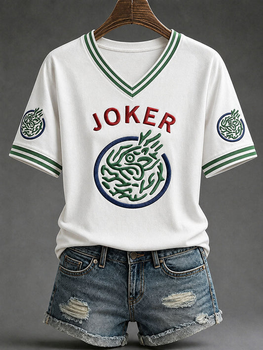 Women's Mahjong Print Casual T-Shirt
