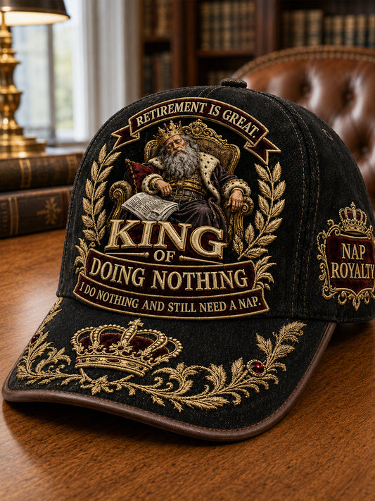 Unisex Vintage Funny Retirement King  Print Hat