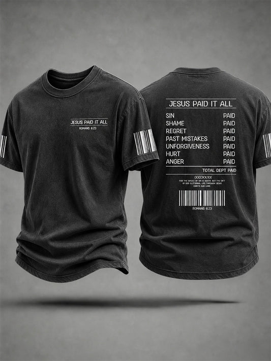Men's Jesus Paid It All Print Casual Tee