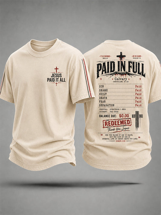 Men's Jesus Paid It All Print Casual Tee
