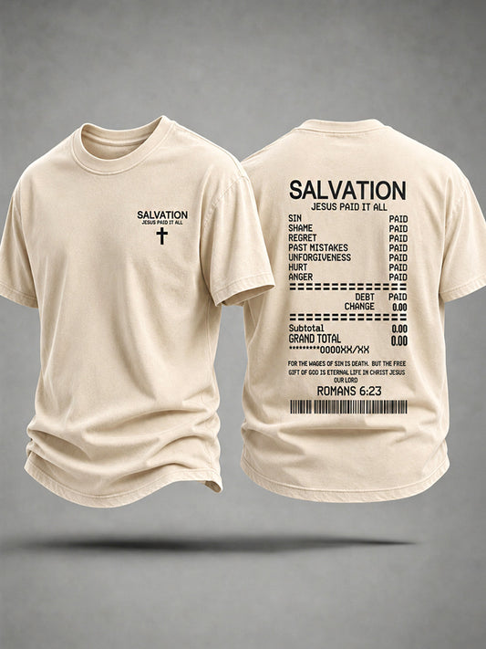 Men's Jesus Paid It All Print Casual Tee