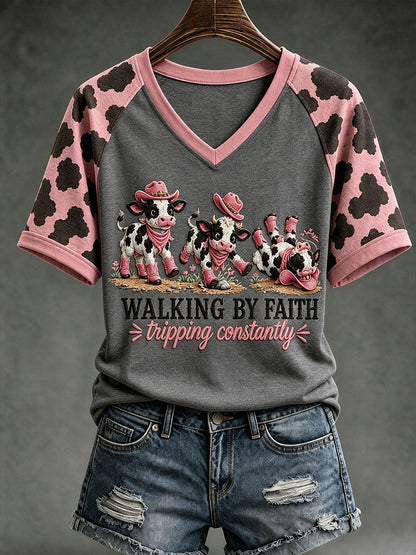 Women's Walking By Faith Tripping Contantly T-shirt