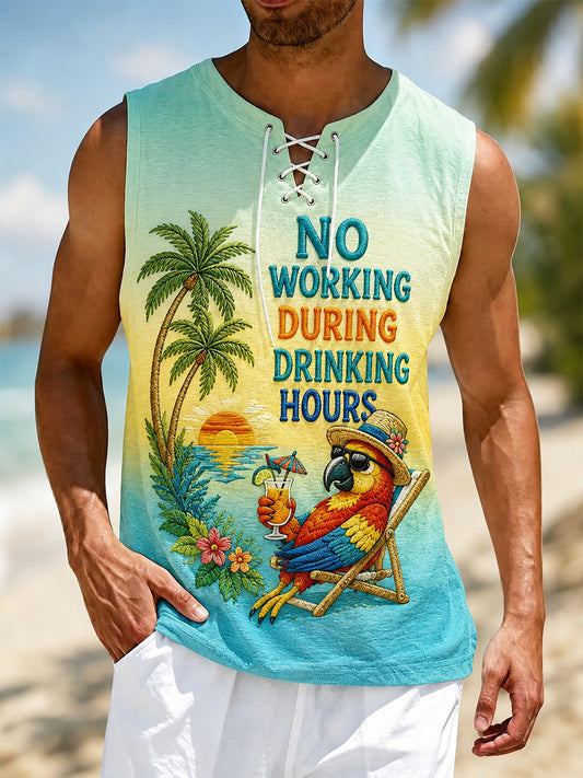 Men's No Working During Drinking Hours Print Casual Vest