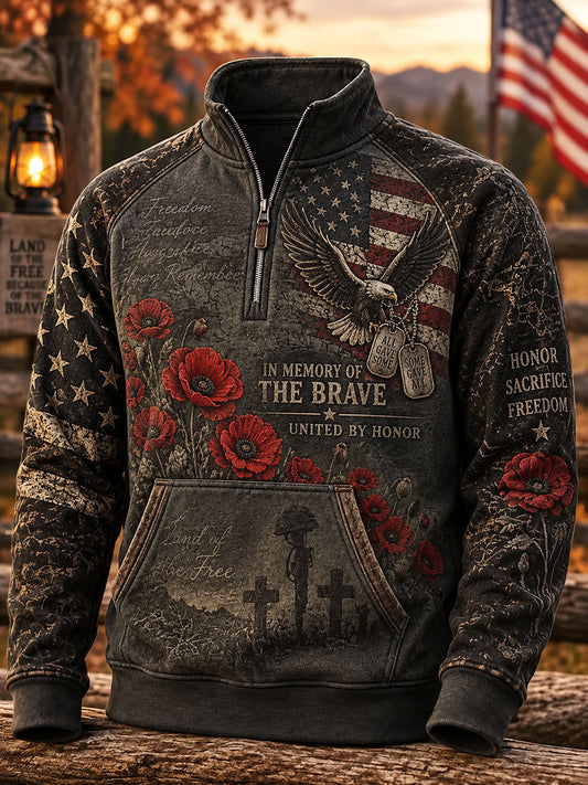 Men's Veterans Day Print Casual Sweatshirt