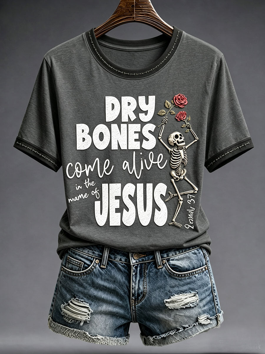Women's Faith Lover Dry Bones Come Alive Halloween Printed T-shirt