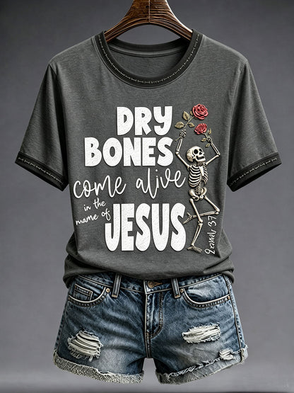 Women's Faith Lover Dry Bones Come Alive Halloween Printed T-shirt