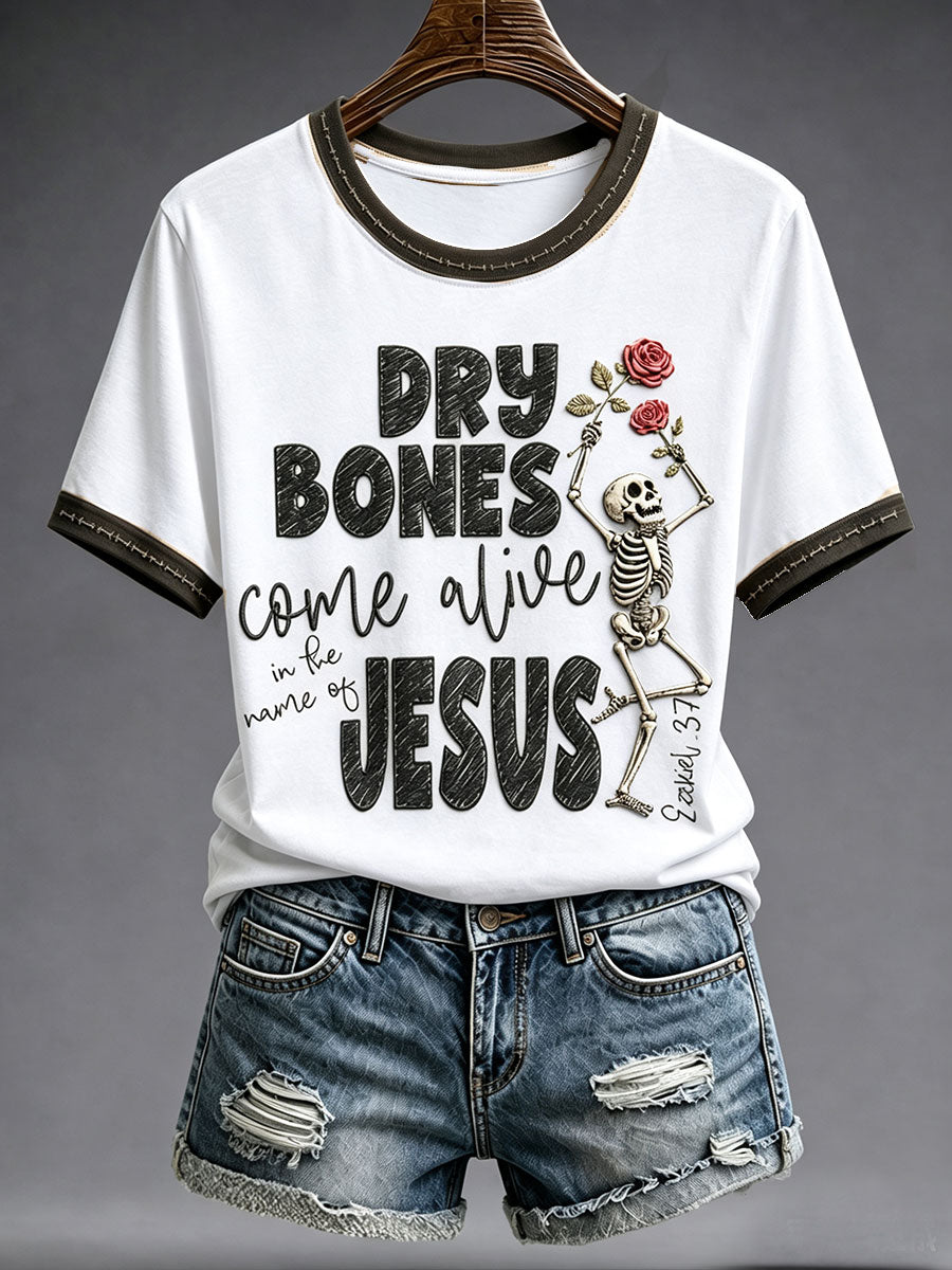 Women's Faith Lover Dry Bones Come Alive Halloween Printed T-shirt