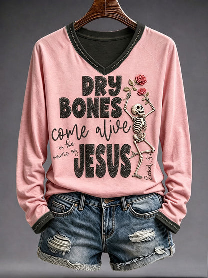 Women's Faith Lover Dry Bones Come Alive Halloween Printed T-shirt