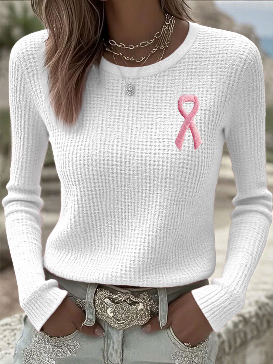 Women's Breast Cancer Awareness Pink Ribbon Long Sleeve T-Shirts