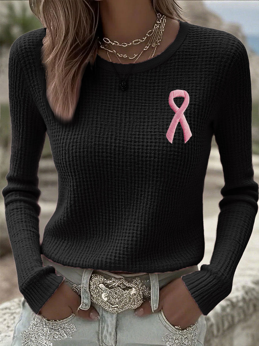 Women's Breast Cancer Awareness Pink Ribbon Long Sleeve T-Shirts