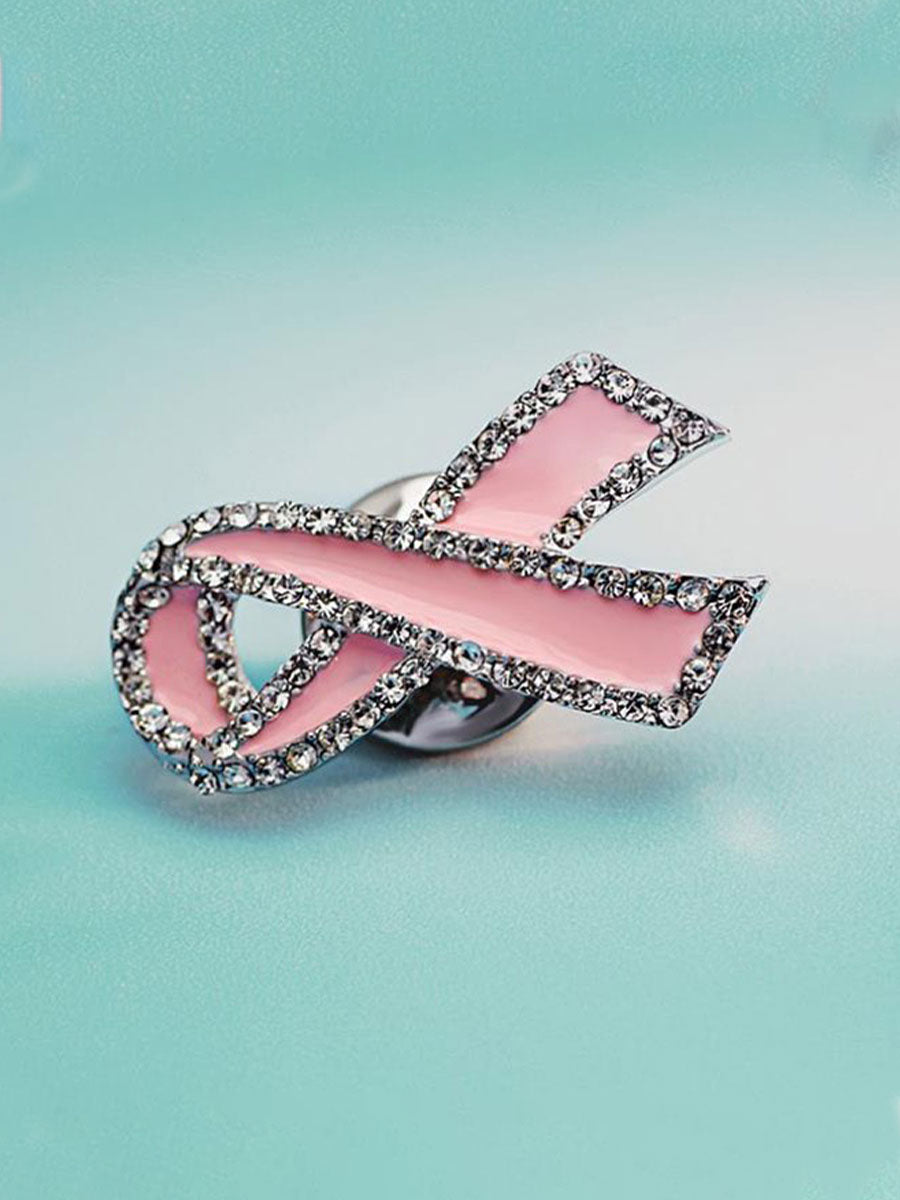 Women's breast cancer pink ribbon brooches